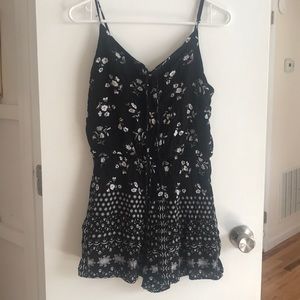 Black floral romper